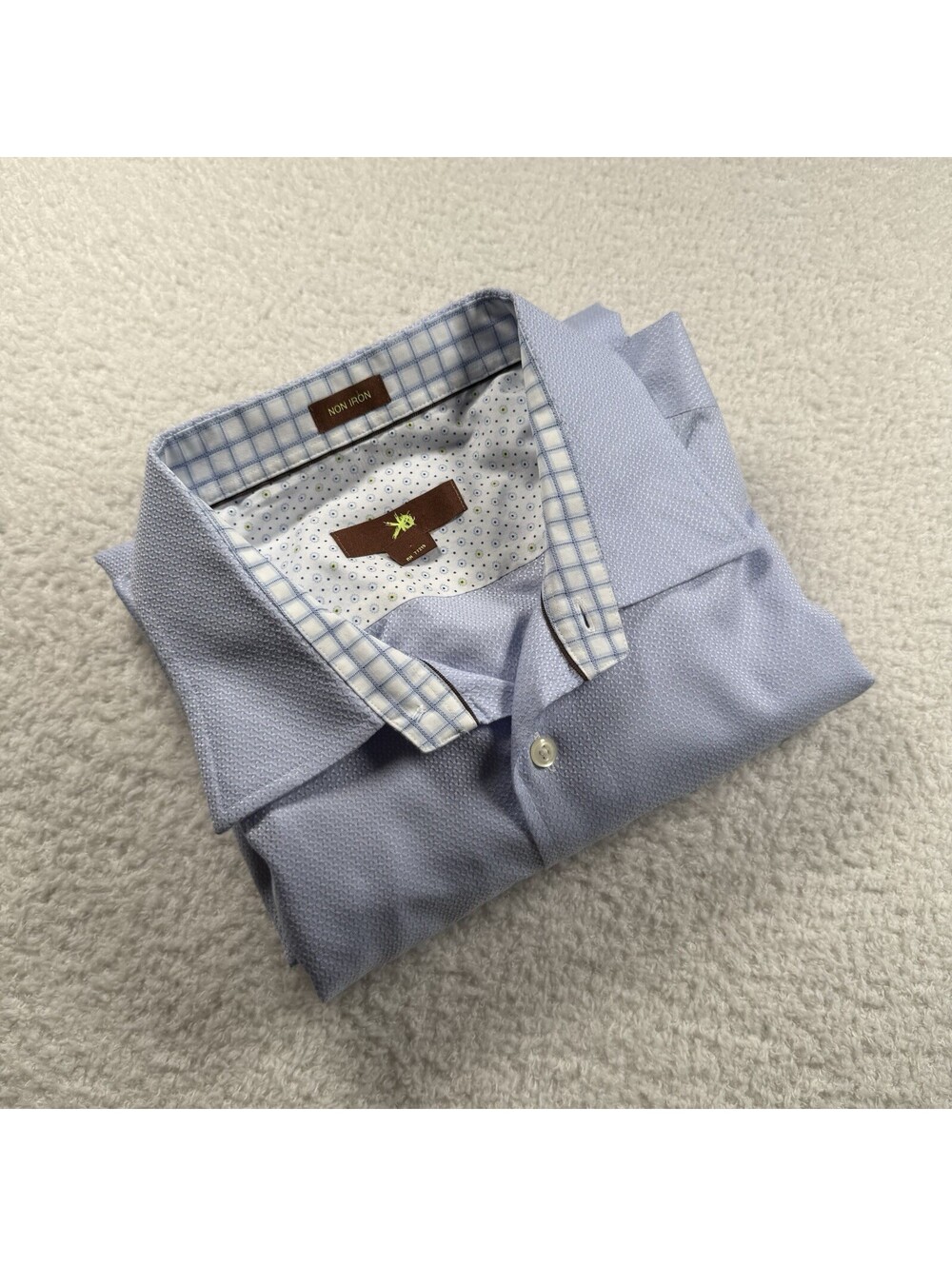 Egara Men’s 2XLT Non Iron Dress Shirt Blue 100% Cotton Long Sleeve 18 1/2